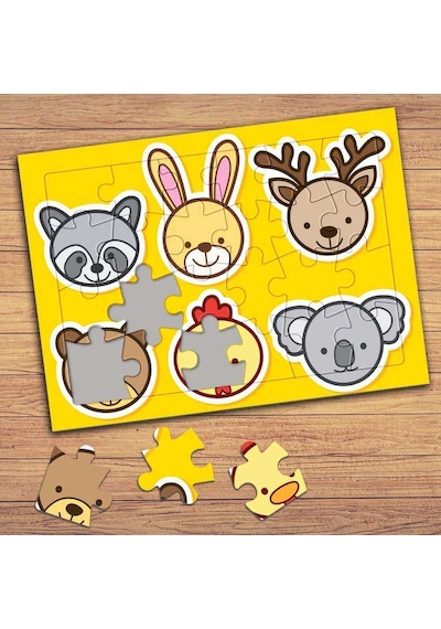 Hayvanları Tanıyalım Çocuklara Özel Puzzle Yapboz Tablo-12-09