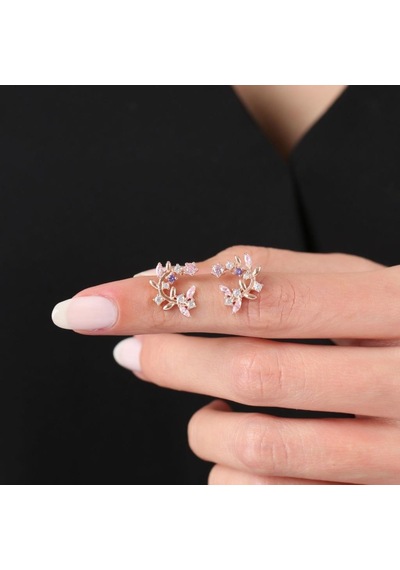 Mia Vento Masal Bahçesi Rose Renk Flowers Gümüş Küpe