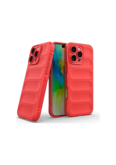 Apple Uyumlu iPhone 16 Pro Silikon Kılıf - Kamera Korumalı Esnek Airbag Kapak - Kırmızı