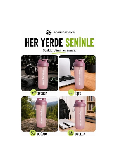 Smartshake Lite Serisi 1000 Ml Deep Rose Pembe Protein Shaker