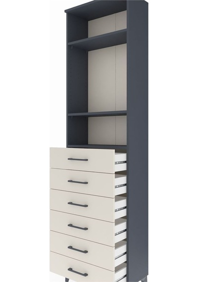 Arges Dolap 3 Raflı 6 Çekmeceli 60x30x221 Antrasit-aytaşı Antrasit