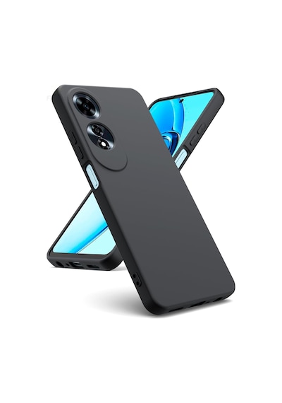 Fibaks Oppo A60 Uyumlu Kılıf Kadife Lansman Soft Yumuşak Liquid Silikon Kamera Korumalı Kapak Siyah