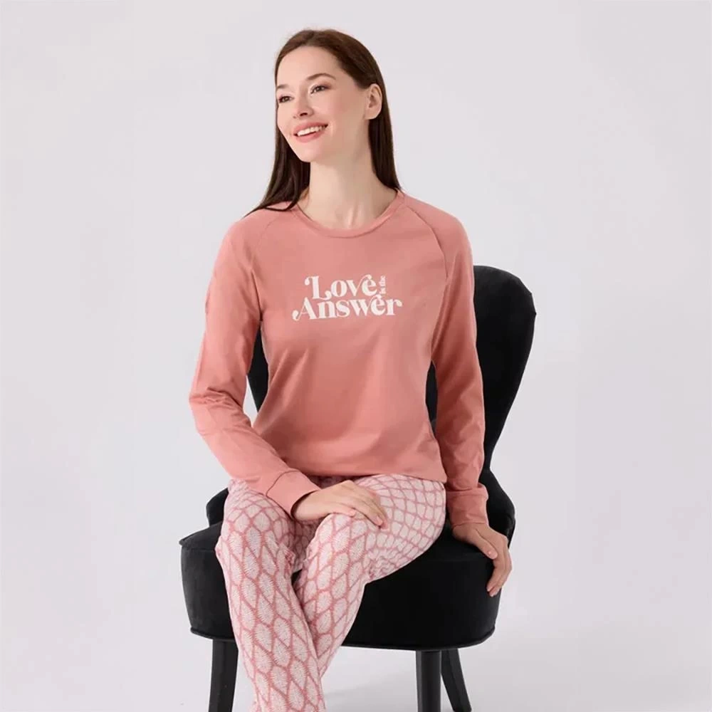 Arnetta Ar3072s Kadın Yetişkin Kışlık Pijama Takımı Retro Pembe