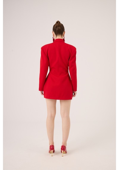 Holly Lolly Beli Drape Detaylı Heleni Blazer Ceket Kırmızı