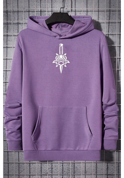Uyguntarz Unisex Skullcracked Baskılı Sweatshirt Lila