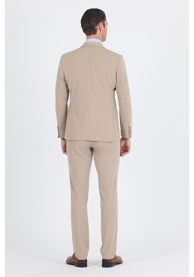 İmza Koyu Bej Kırlangıç Yaka Kelebek Astar 6 Drop Slim Fit Beli Lastikli Takım Elbise 1001250176 Koyu Bej
