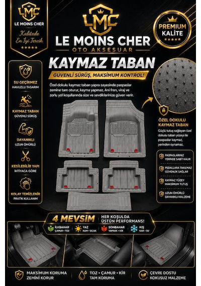 Volkswagen Crafter Panelvan Havuzlu Oto Paspası Kaymaz Taban Dayanıklı Enerji Gri