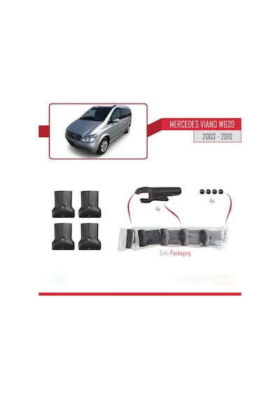 Mercedes Viano 2003-2010 Arası Fly Model Ara Atkı Tavan Barı Gri