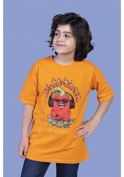 Toontoy Kids Toontoy Erkek Çocuk Baskılı Tişört Turuncu