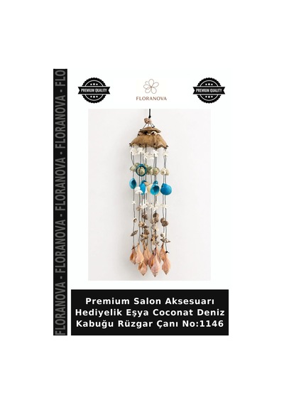 Premium Salon Aksesuarı Hediyelik Eşya Coconat Deniz Kabuğu Rüzgar Çanı No:1146