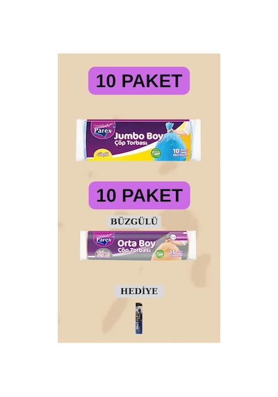 Çöp Torbası Jumbo Boy 80x110 Büzgülü Orta Boy 55x60 Prx041