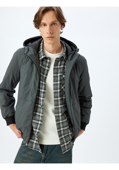 Koton Mevsimlik Ceket Slim Fit Fermuarlı Gri 5wam20067hw Gri