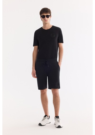 Avva Erkek Siyah Beli Lastikli Bağcıklı Bi-stretch Soft Touch Regular Fit Şort A61y3609