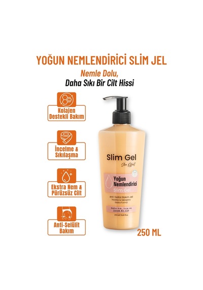 Selülit Ve Çatlak Karşıtı & Yoğun Nemlendirici Slim Jel Kolajen Destekli Bölgesel İncelme Jeli