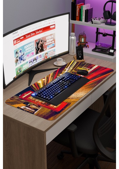 London Londra İngiltere 2 V3 90x40 Xxl Gaming Kauçuk Kaymaz Taban Mouse Pad Fare Altlığı
