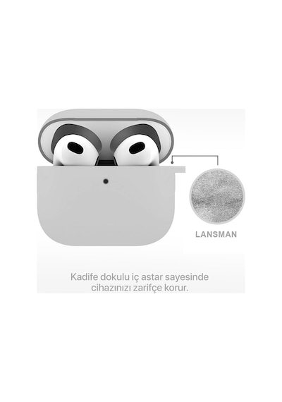Airpods 3. Nesil İle Uyumlu Premium Lansman Serisi Kadife İç Astarlı Darbe Emici Silikon Kılıf Mor