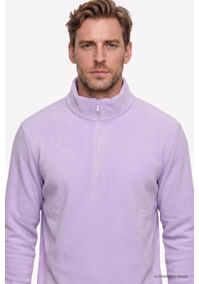 AC&Co / Altınyıldız Classics Anti-Pilling Tüylenme Yapmayan Bato Yaka Erkek Polar Sweatshirt Lila
