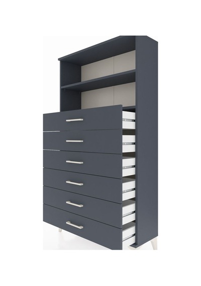 Arges Dolap 2 Raflı 6 Çekmeceli 88x30x163 Antrasit-antrasit Antrasit