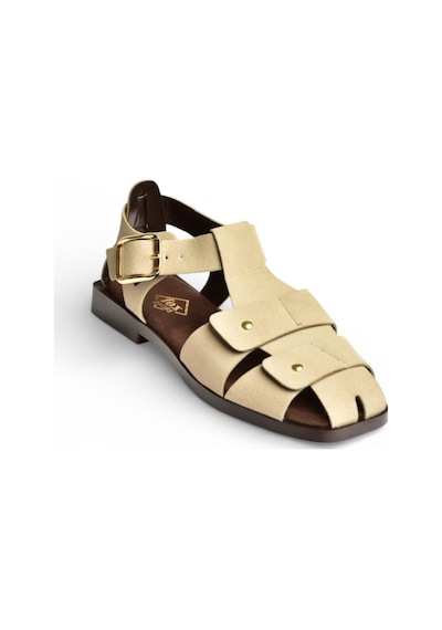 Fox Shoes Y458102502 Bej Süet Büyük Toka Detaylı Kadın Sandalet Bej