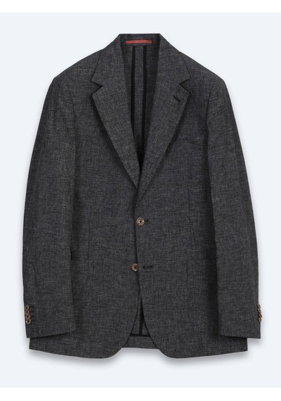 Kip Siyah Desenli Modern Fit Keten Karışımlı Takım Elbise
