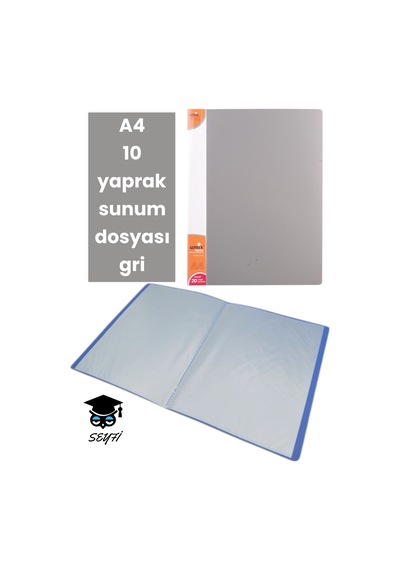 A4 10 Yaprak Sunum Dosyası Gri Diğer