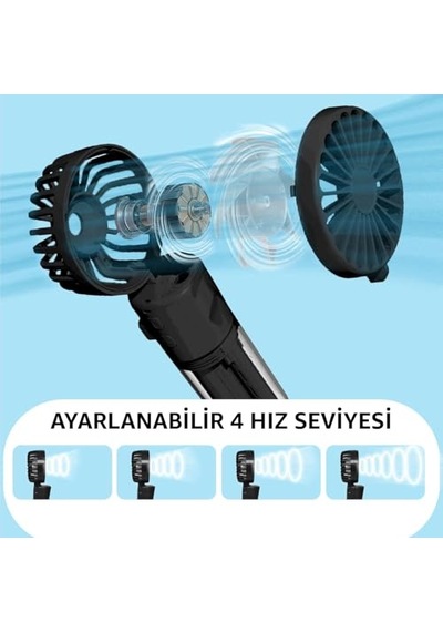 Tutulabilir Taşınabilir Buharlı Vantilatör Mini Fan 4 Hız Ayarı Şarjlı Misting Özelliği Kompakt Ve Hafif Tasar
