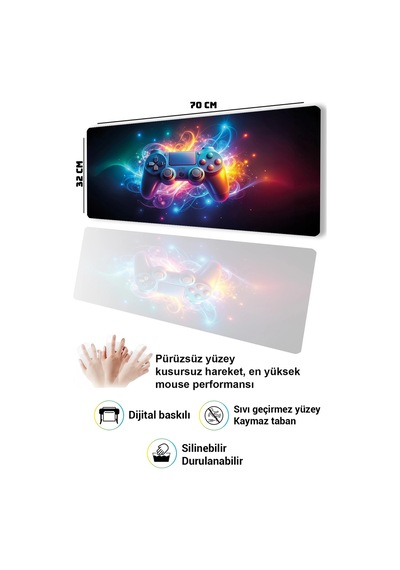 Sonictouch Klavye Mousepad 32x70cm Dikişsiz Pürüzsüz Sıvı Geçirmez Kaymaz Taban Enerji Modu