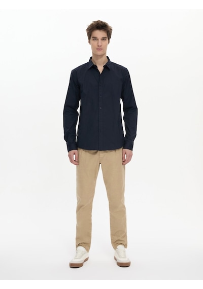 Ltb Uzun Kollu Önü Düğmeli Basic Lacivert Gömlek Lacivert 2XL