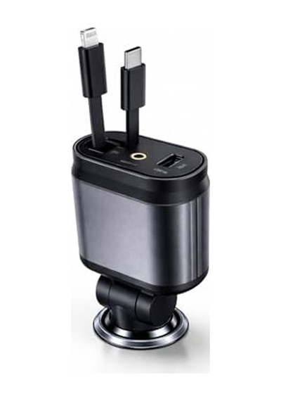 66w Hızlı Araç Şarj Cihazı, 4 Ü 1 Arada Geri Çekilebilir Kablolu Araç İçi Şarj Adaptörü, Lightning + Type-c Kablo, Usb-a Ve Usb-c Port, 12v/24v Çakmaklık Uyumlu