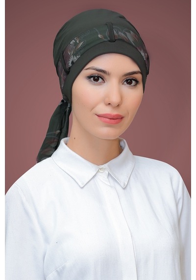Hürrem Bone Haki Pratik Hazır Geçmeli Tesettür Bone Sandy Kumaş Desenli Şifon Haki Hürrem Bone Haki Pratik Hazır Geçmeli Tesettür Bone Sandy Kumaş Desenli Şifon Haki