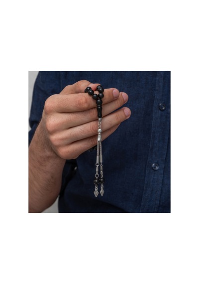 Metal Püsküllü 8 Mm Rus Oltusu Tesbih Gümüş Gümüş