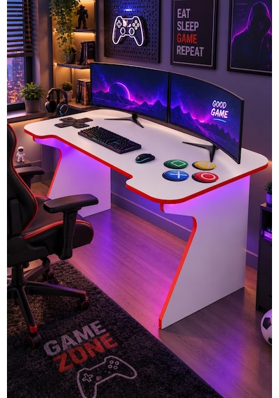 Profesyonel Rgb Ledli Oyuncu Masası 140 75 75 Cm Bilgisayar Masası Gamer Çalışma Masası Beyaz Profesyonel Rgb Ledli Oyuncu Masası 140 75 75 Cm Bilgisayar Masası Gamer Çalışma Masası Beyaz