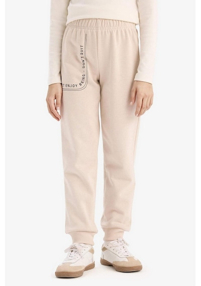 DeFacto Kız Çocuk Baskılı Beli Paçası Lastikli Jogger Eşofman Altı D7012A824WNBG186 Bej