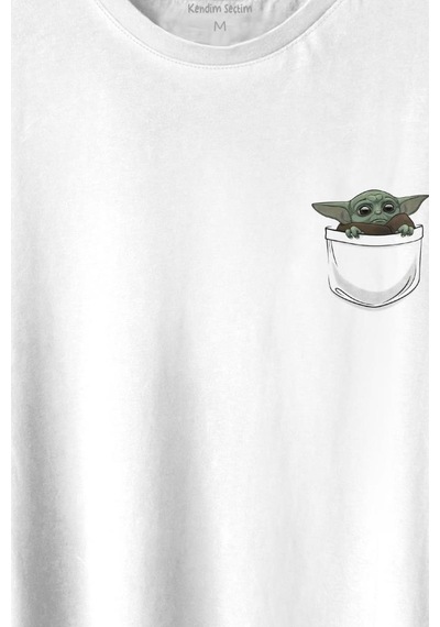 Baby On Board Yoda Star Wars Yeşil Bebek Mandalorian 3 Cep Baskılı Tişört Unisex T-shirt 001
