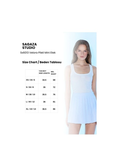 Sagaza Studio Ss6013 Pileli Mini Etek Bebe Mavisi