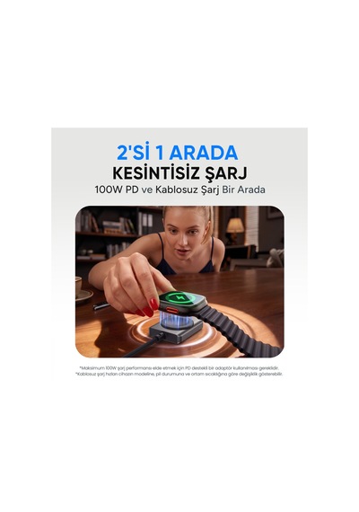 Juo 100w Type-c To Type-c Hızlı Şarj Kablosu Apple Watch Uyumlu Manyetik Şarj Özellikli 2'si 1 Arada Kablo 1.2 Metre