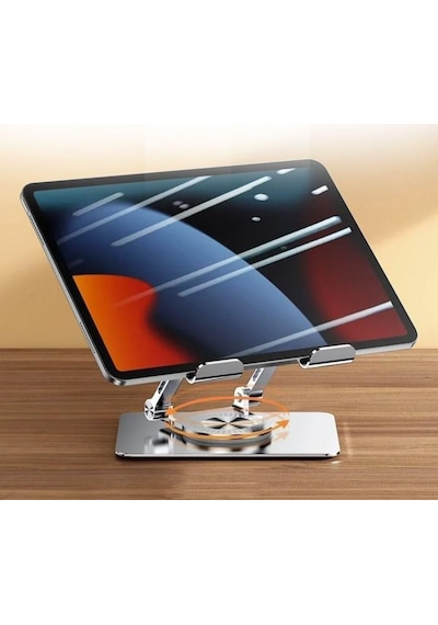360 Derece Dönebilir Laptop Ve Tablet Standı Paslanmaz Çelik, Ayarlanabilir Yükseklik, Katlan