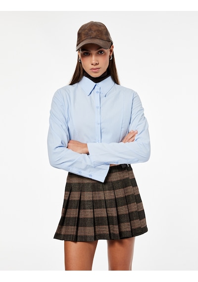 Koton Pamuklu Uzun Kollu Slim Fit Düğmeli Klasik Yaka Gömlek Mavi 6wal60067ıw Mavi