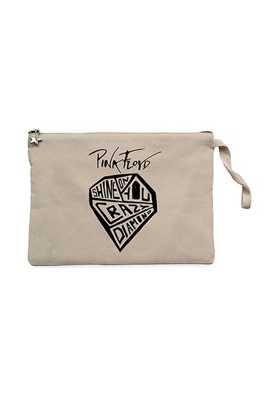 Pink Floyd Crayz Diamond Krem Clutch Cüzdan / El Çantası Krem