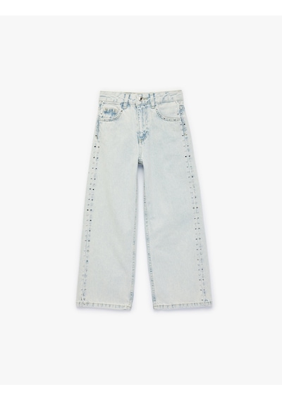 Koton Pamuklu Cepli Geniş Paça Denim Pantolon Lıght Indıgo 6skg40024ad Açık Mavi