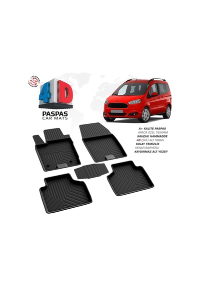 Ford Courier 4d Araca Özel Havuzlu Kauçuk Paspas Siyah