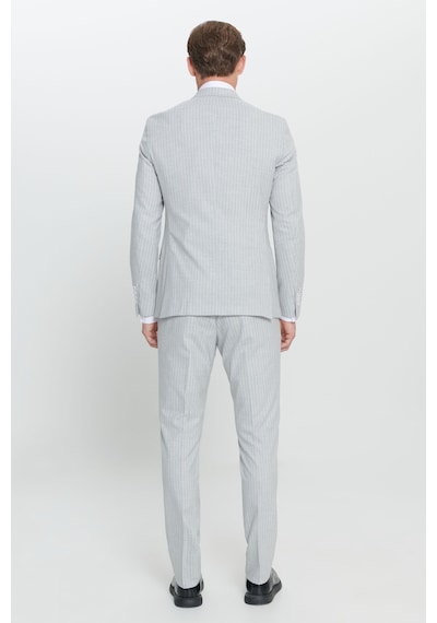 Ac&co Erkek Acık Grı Ekstra Slim Fit Kırlangıç Yaka Çizgili Takım Elbise Açık Gri