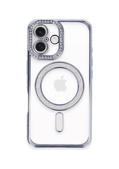 Apple iPhone Uyumlu,  16 Kılıf Joke Simli Magneticsafe Kılıf - Mavi
