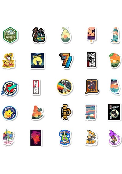Cajuart 50 Adet Tekrarsız Seyahat Macera Pvc Sticker 06