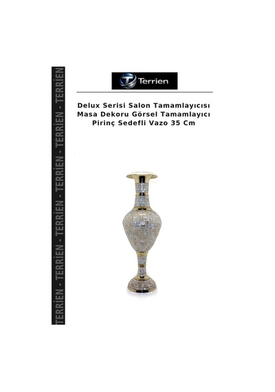 Delux Serisi Salon Tamamlayıcısı Masa Dekoru Görsel Tamamlayıcı Pirinç Sedefli Vazo 35 Cm Diğer