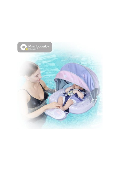 Mambobaby Yüzme Simidi - Purple Monster, Emniyetli, Gölgelikli Ve Ayak Destekli