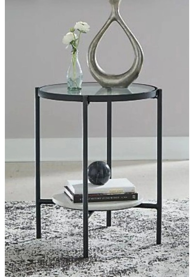 Nordic Yan Sehpa Temperli Cam 40 Cm Demonte Çizilmez Kırılmaz Metal Çerçeve Raflı Minimalist Sehpa - Beyaz Beyaz