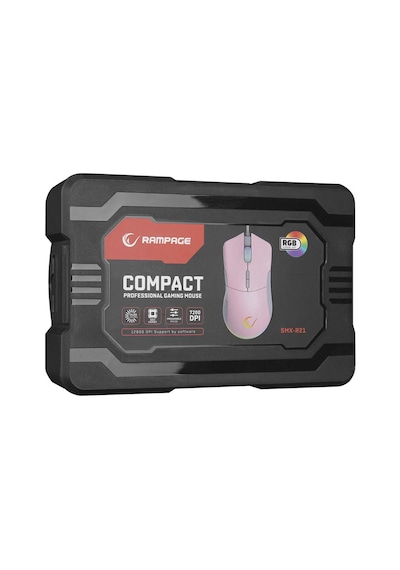Rampage Smx-r21 Compact Usb Pembe/gri Rgb Işıklı+macro 7200dpi / 1000hz Gaming Oyuncu Mouse Rampage -