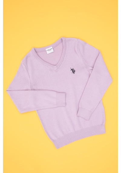 U.S. Polo Assn. Kız Çocuk Lila V Yaka Basic Kazak 50316777-VR034