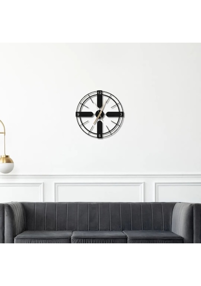 Metal Duvar Saati Italyan Tarzı Modern Dekoratif Saat Siyah-52 X 52